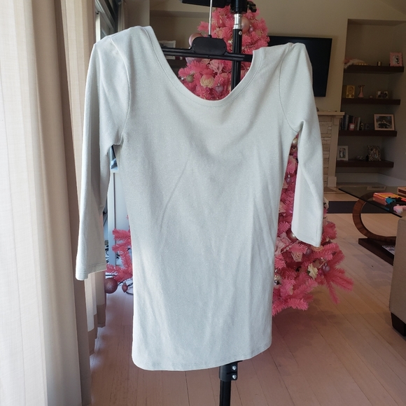 Free People Gold Metallic 3/4 Sleeve Bodycon Top - Picture 6 of 11